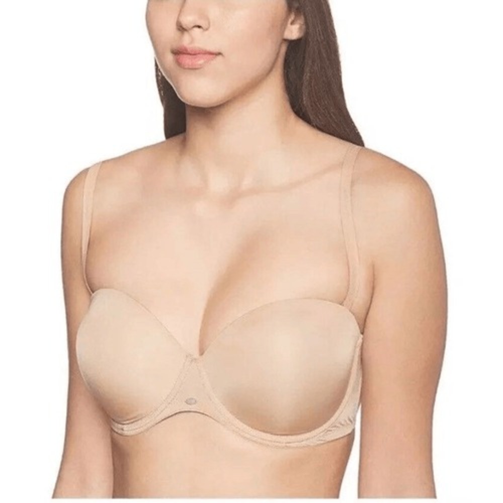 Calvin Klein Naked Glamour Convertible Strapless Push Up Bra Nude 36D F3493 - Picture 2 of 9